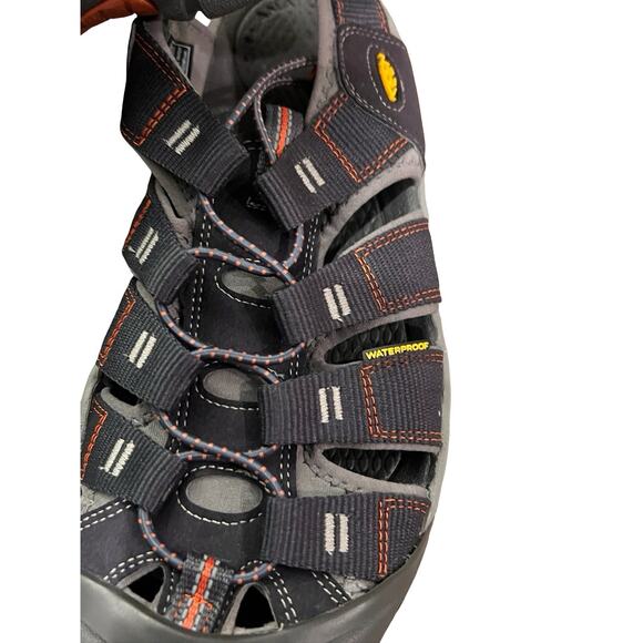 KEEN Newport H2 Waterproof Hiking Sandals Men’s 10 Black Orange Trail